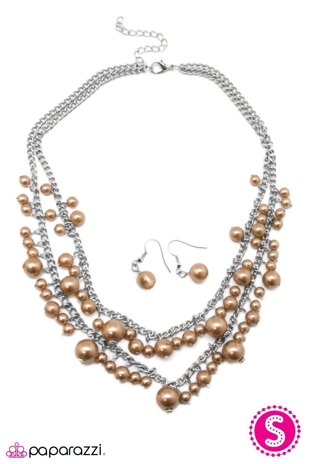 The Grand Banquet Brown Pearl Necklace - Paparazzi Accessories- lightbox - CarasShop.com - Paparazzi Jewelry by Cara Jewels