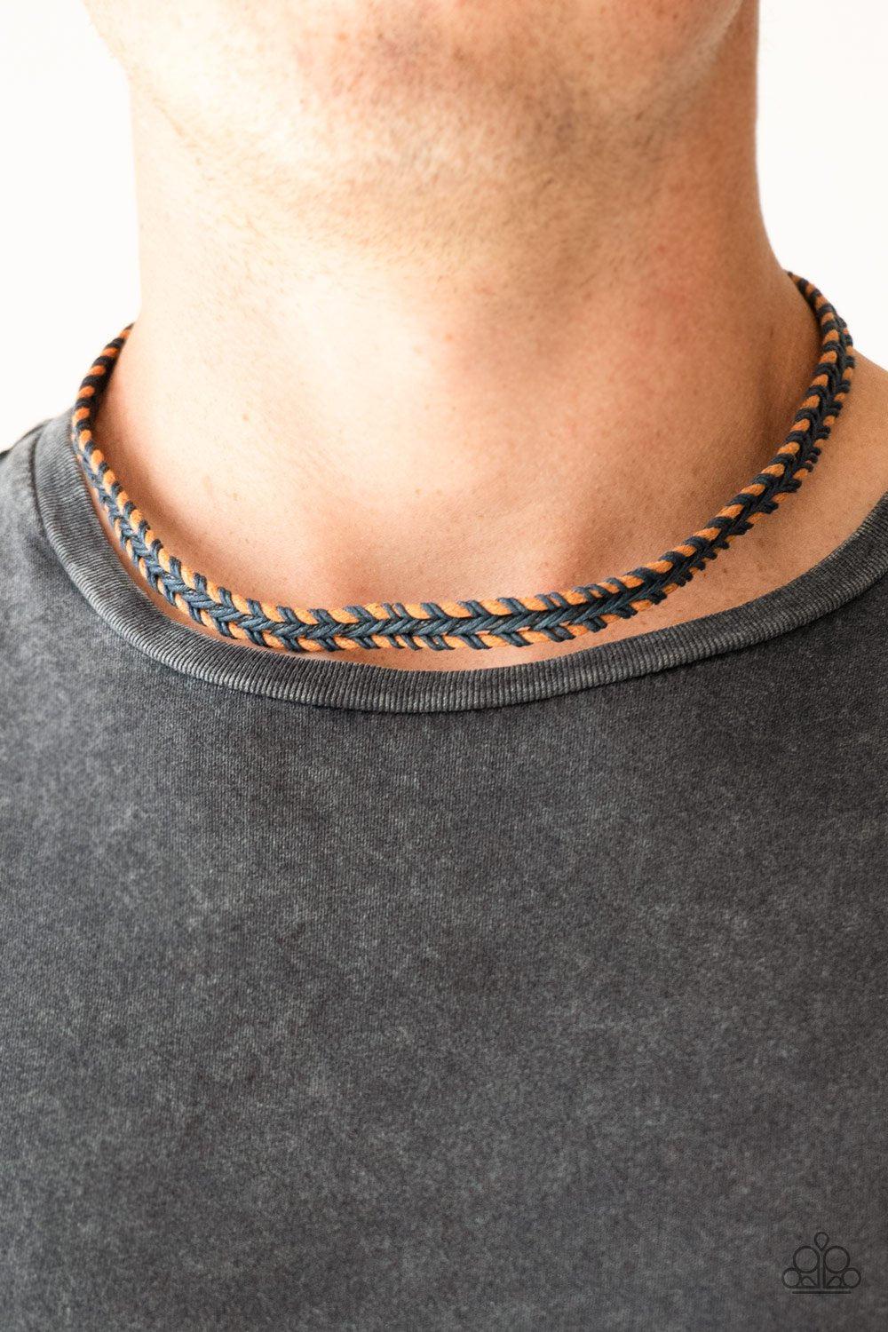 The Grand CANYONER Blue and Brown Urban Necklace - Paparazzi Accessories- on model - CarasShop.com - Paparazzi Jewelry by Cara Jewels