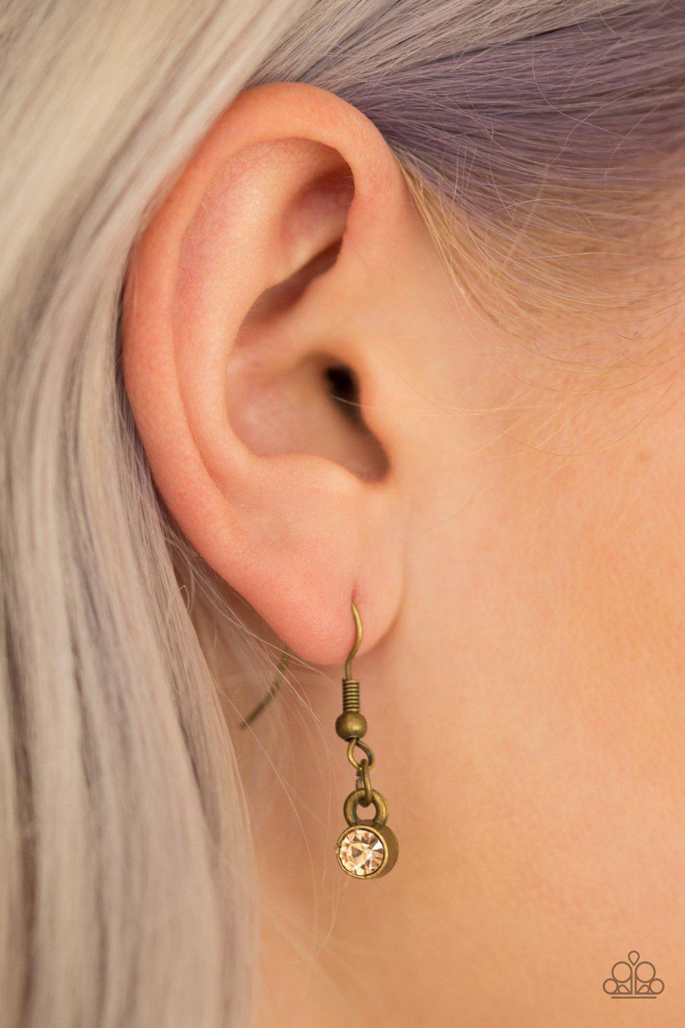 The Heiress Brass Necklace - Paparazzi Accessories- on model - CarasShop.com - Paparazzi Jewelry by Cara Jewels