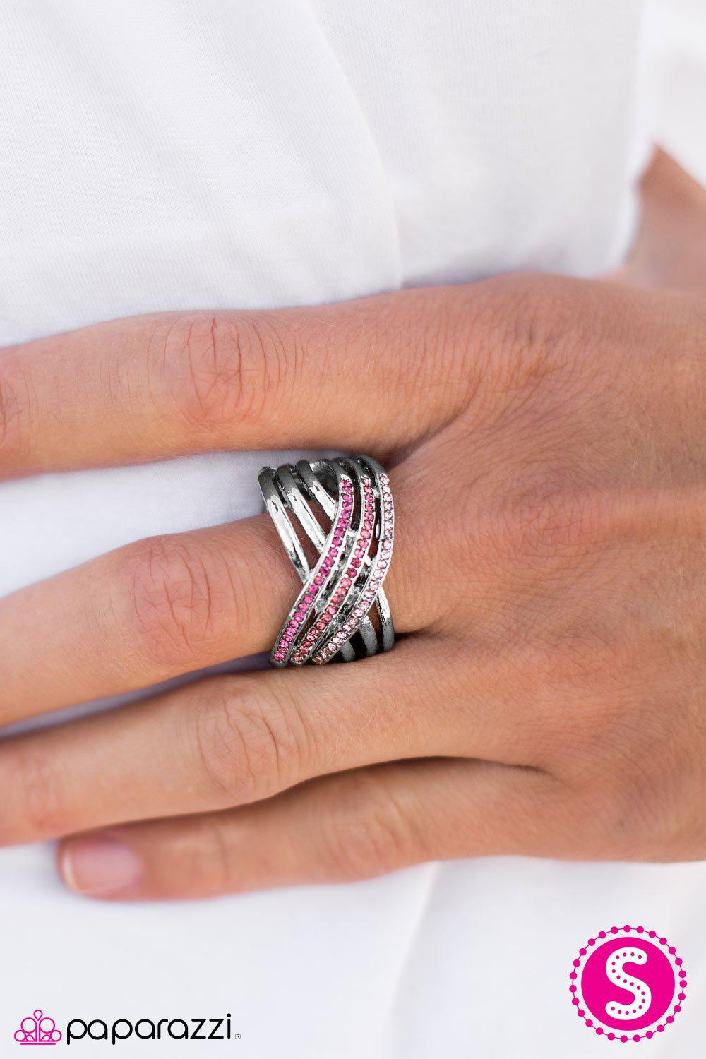 The High Dive Silver and Pink Ring - Paparazzi Accessories- lightbox - CarasShop.com - Paparazzi Jewelry by Cara Jewels
