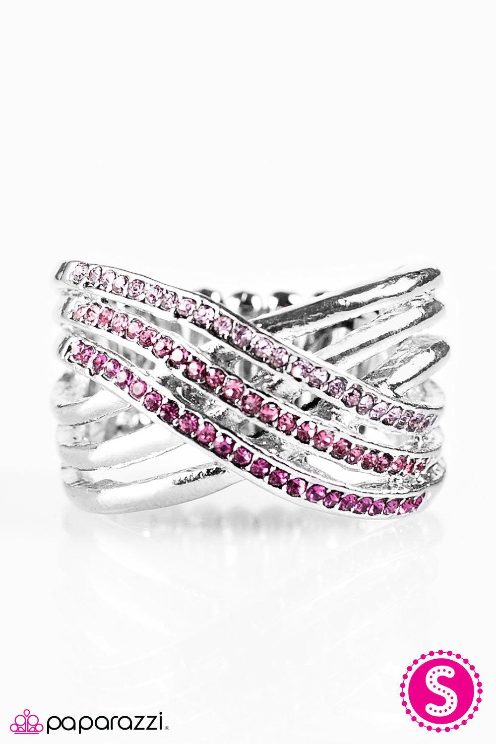 The High Dive Silver and Pink Ring - Paparazzi Accessories- on model - CarasShop.com - Paparazzi Jewelry by Cara Jewels