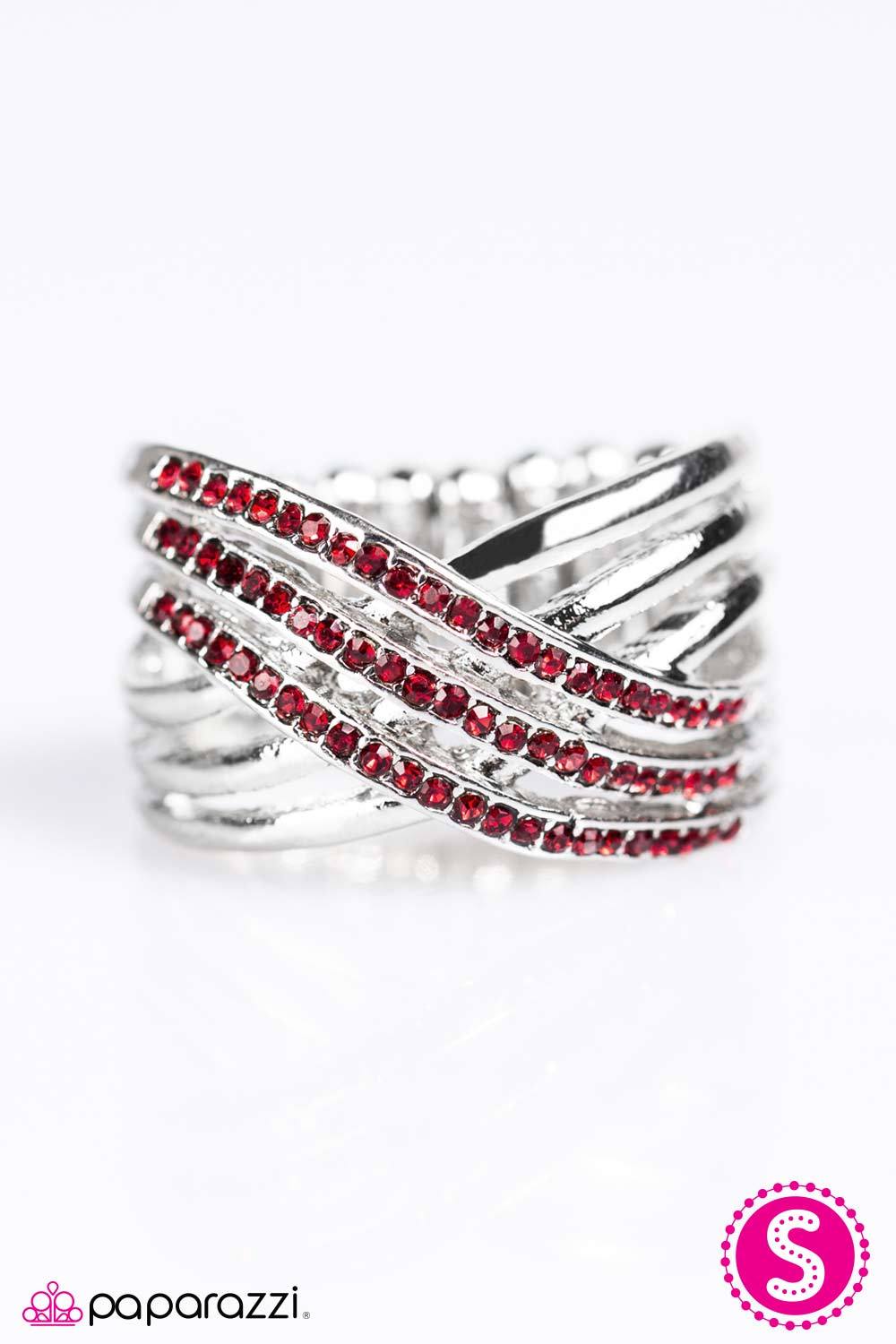 The High Dive Silver and Red Ring - Paparazzi Accessories- on model - CarasShop.com - Paparazzi Jewelry by Cara Jewels
