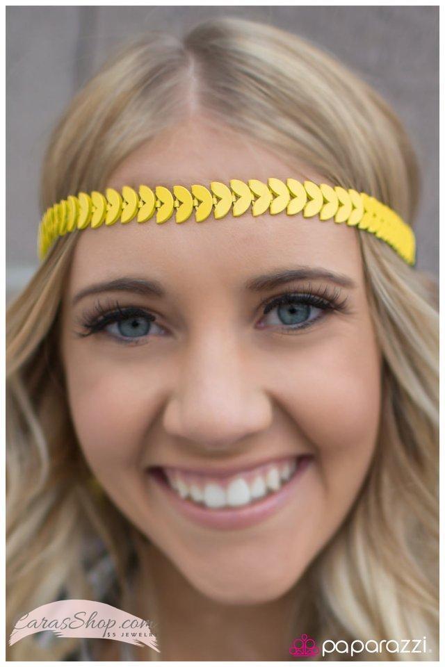 The Hippie Movement - Yellow Hippie Headband - Paparazzi Accessories- lightbox - CarasShop.com - Paparazzi Jewelry by Cara Jewels