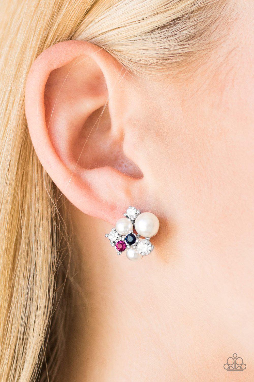 The Hostess With The POST-est Multi Pearl and Rhinestone Post Earrings - Paparazzi Accessories- lightbox - CarasShop.com - Paparazzi Jewelry by Cara Jewels