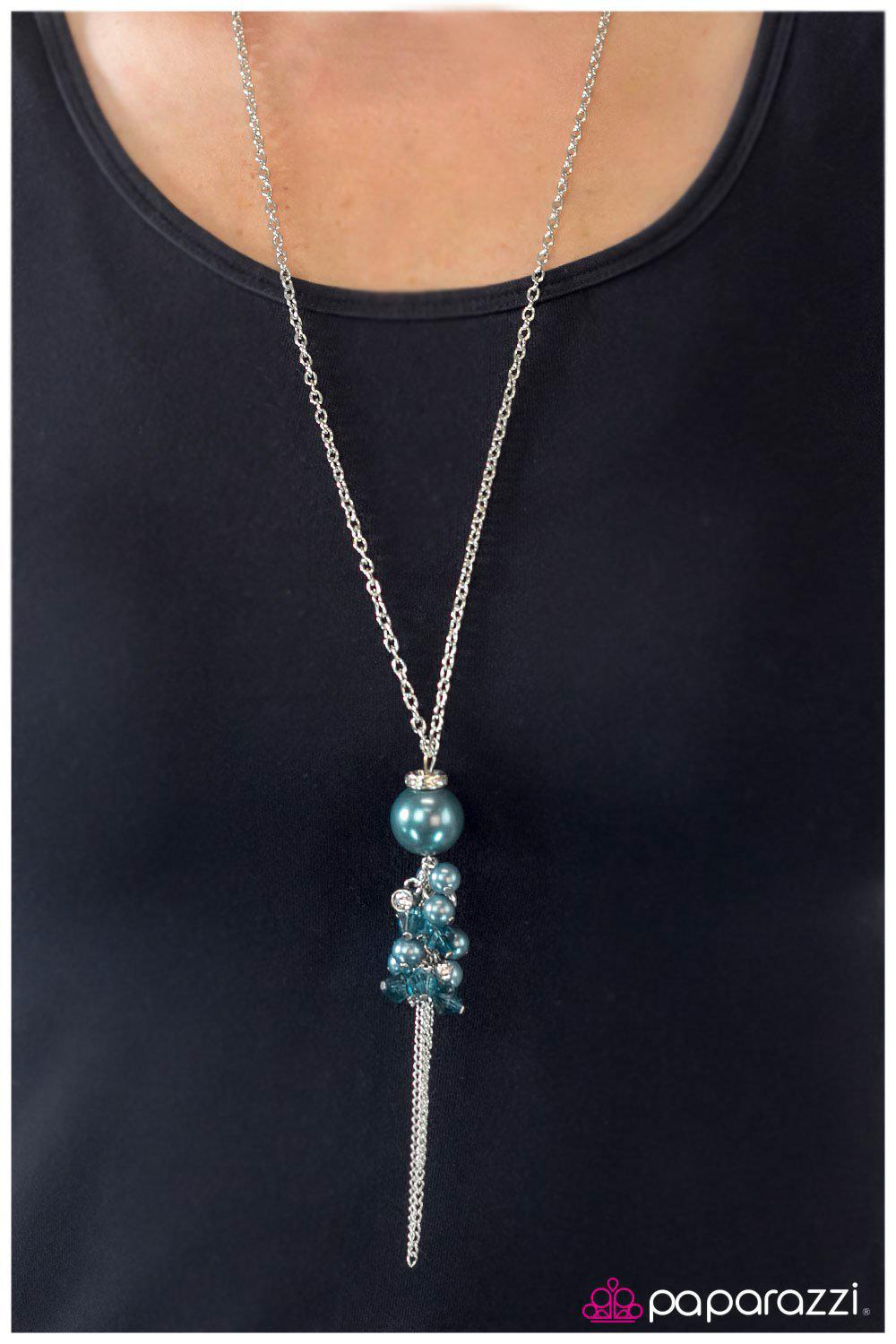 The Low Down Silver and Metallic Blue Tassel Necklace - Paparazzi Accessories- lightbox - CarasShop.com - Paparazzi Jewelry by Cara Jewels