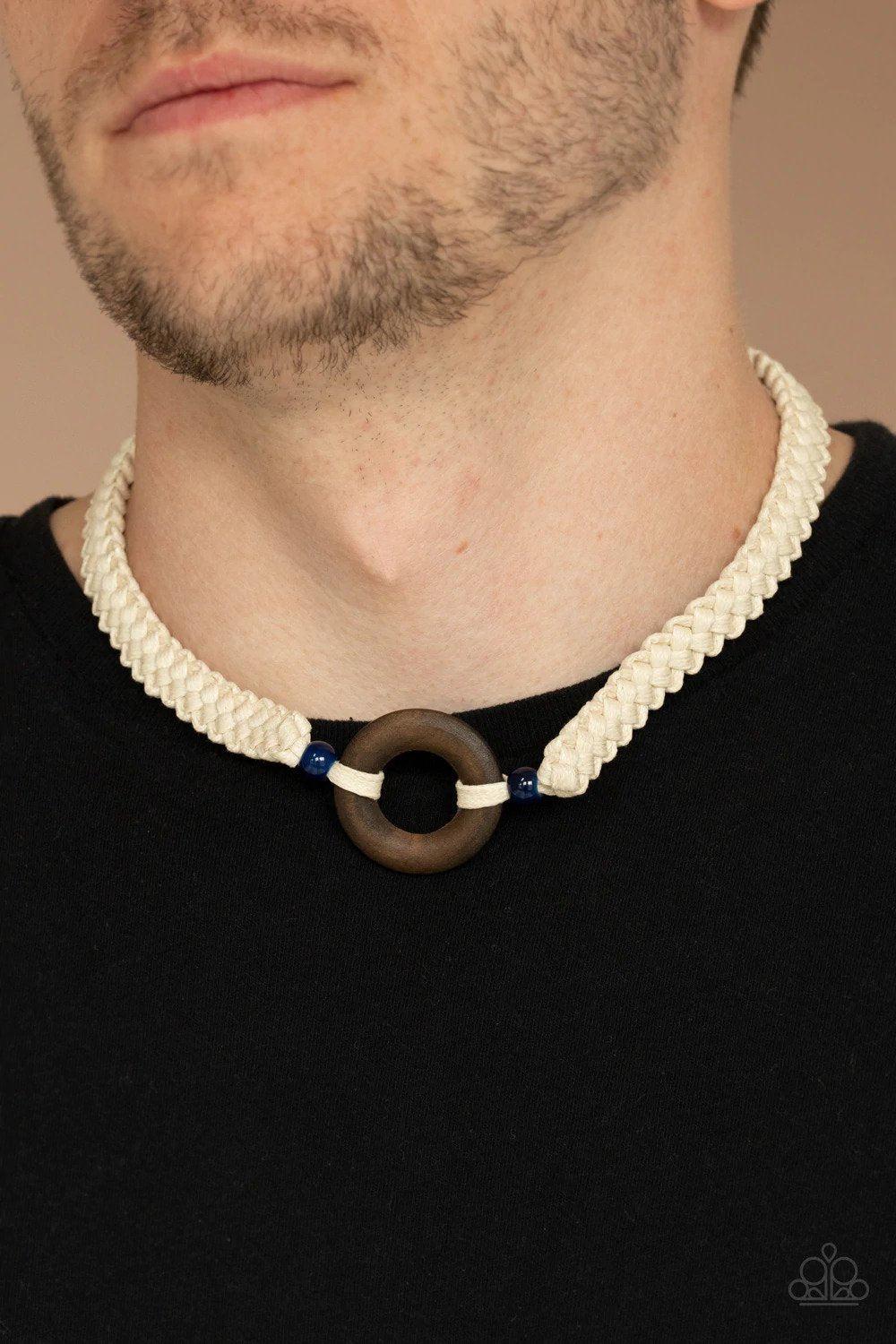 The MAINLAND Event Blue Necklace - Paparazzi Accessories- on model - CarasShop.com - Paparazzi Jewelry by Cara Jewels