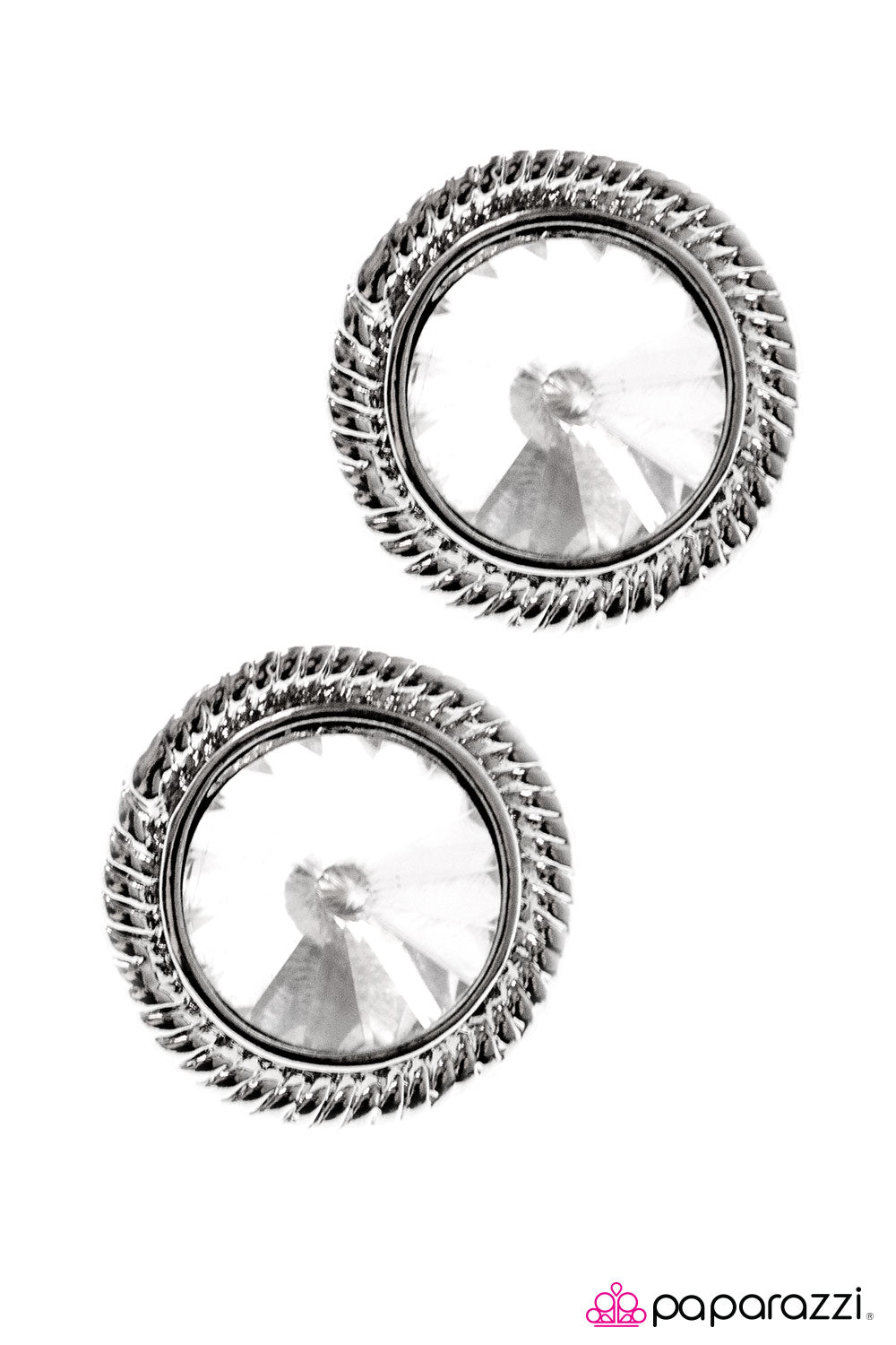 The Monroe White Rhinestone Post Earrings - Paparazzi Accessories- lightbox - CarasShop.com - Paparazzi Jewelry by Cara Jewels