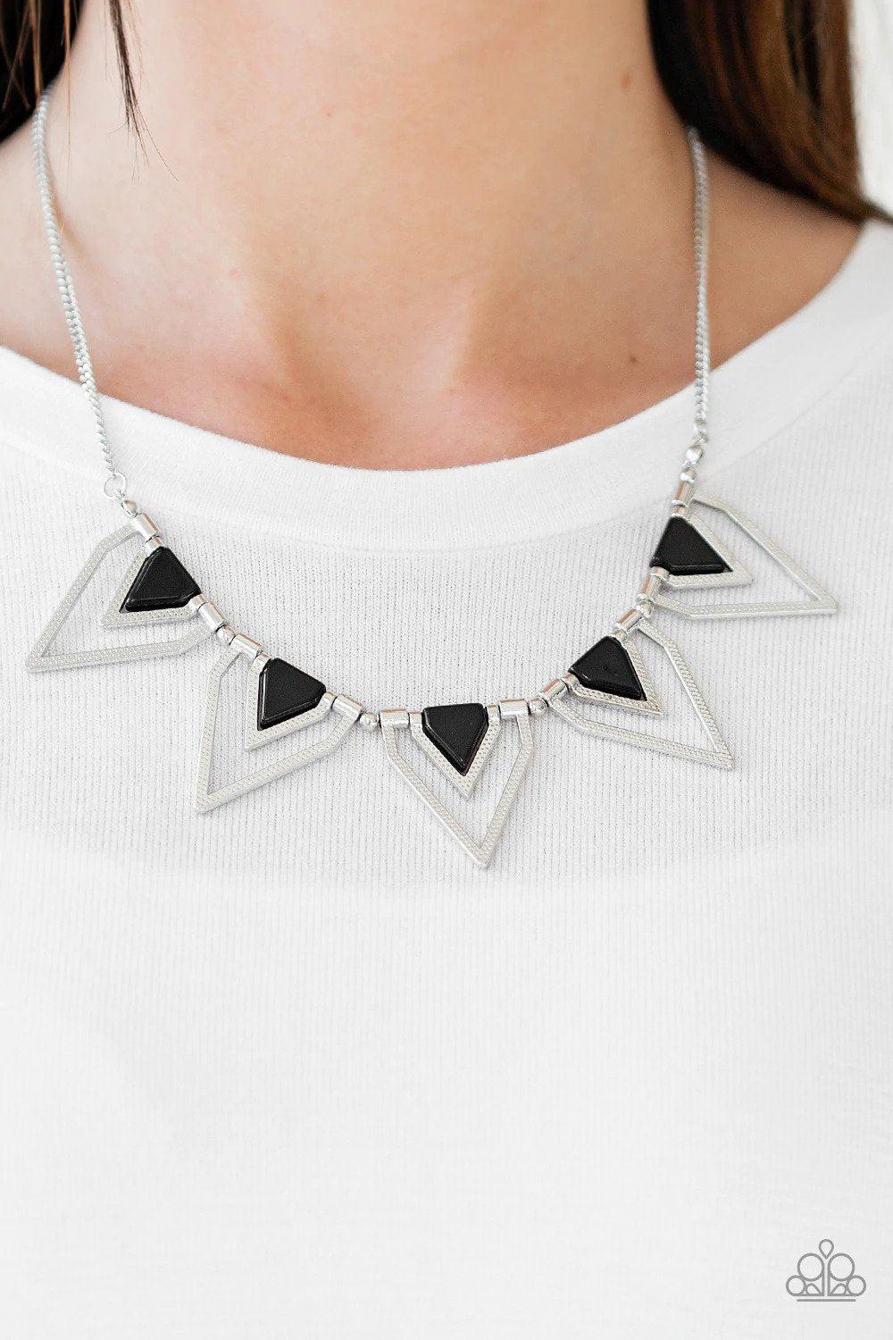 The Pack Leader Black Necklace - Paparazzi Accessories- on model - CarasShop.com - Paparazzi Jewelry by Cara Jewels