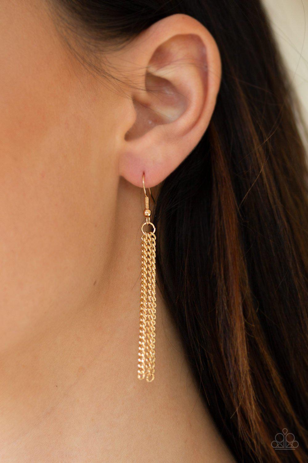 The Pack Leader Gold and Black Necklace - Paparazzi Accessories - free matching earrings -CarasShop.com - Paparazzi Jewelry by Cara Jewels