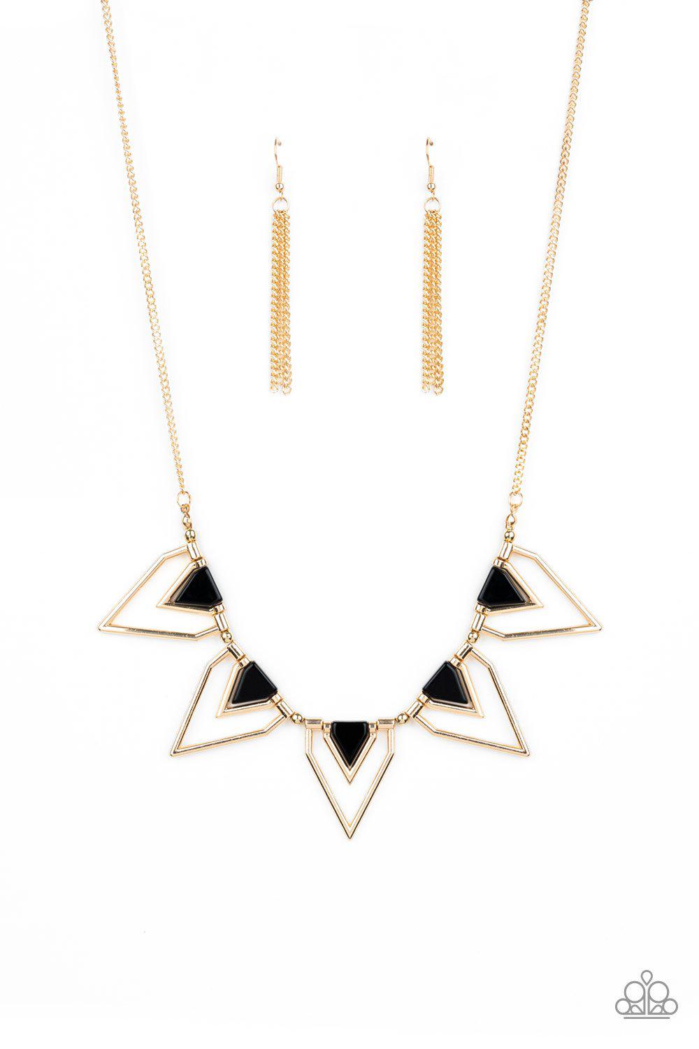 The Pack Leader Gold and Black Necklace - Paparazzi Accessories- lightbox - CarasShop.com - Paparazzi Jewelry by Cara Jewels