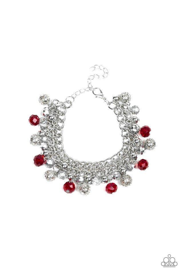 The Party Planner Red and Silver Bracelet - Paparazzi Accessories- lightbox - CarasShop.com - Paparazzi Jewelry by Cara Jewels