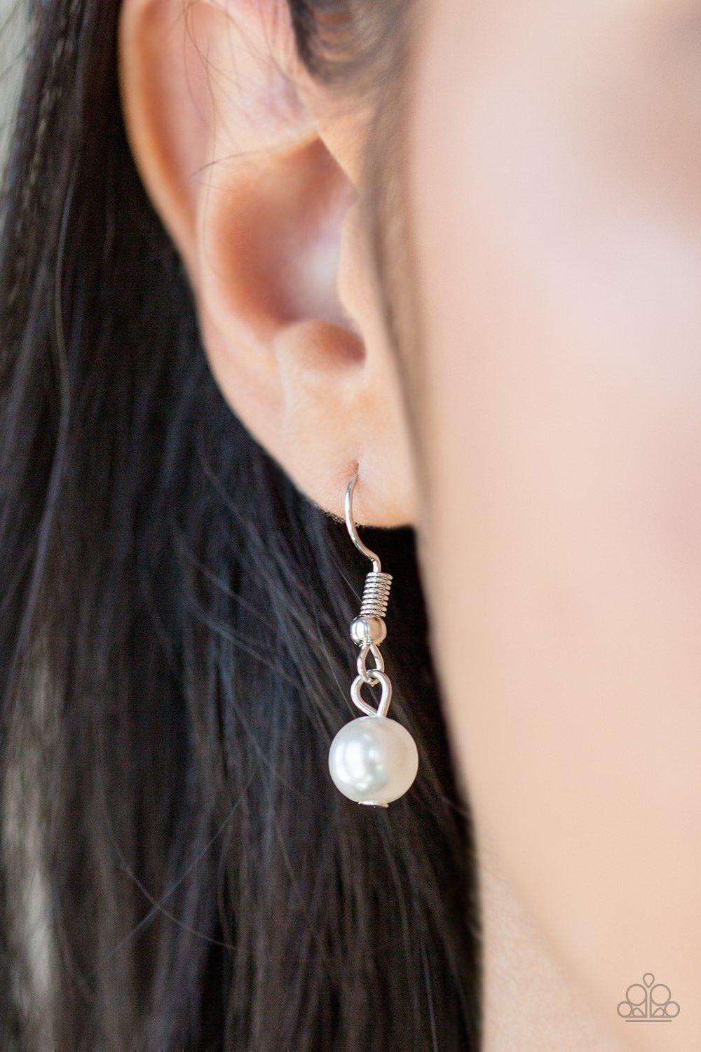 The Princess BRIDESMAID Blue and White Pearl Necklace - Paparazzi Accessories- on model - CarasShop.com - Paparazzi Jewelry by Cara Jewels