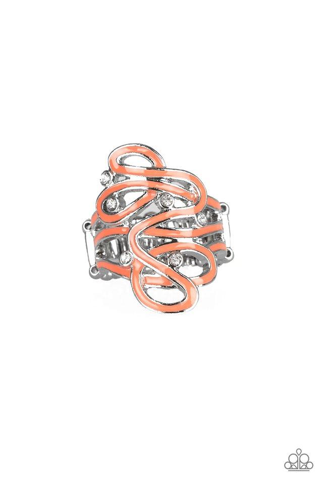 The Run-Around Orange Ring - Paparazzi Accessories- on model - CarasShop.com - Paparazzi Jewelry by Cara Jewels