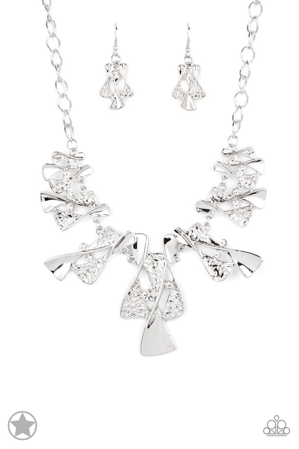 The Sands of Time Silver Necklace and matching Earrings - Paparazzi Accessories- lightbox - CarasShop.com - Paparazzi Jewelry by Cara Jewels