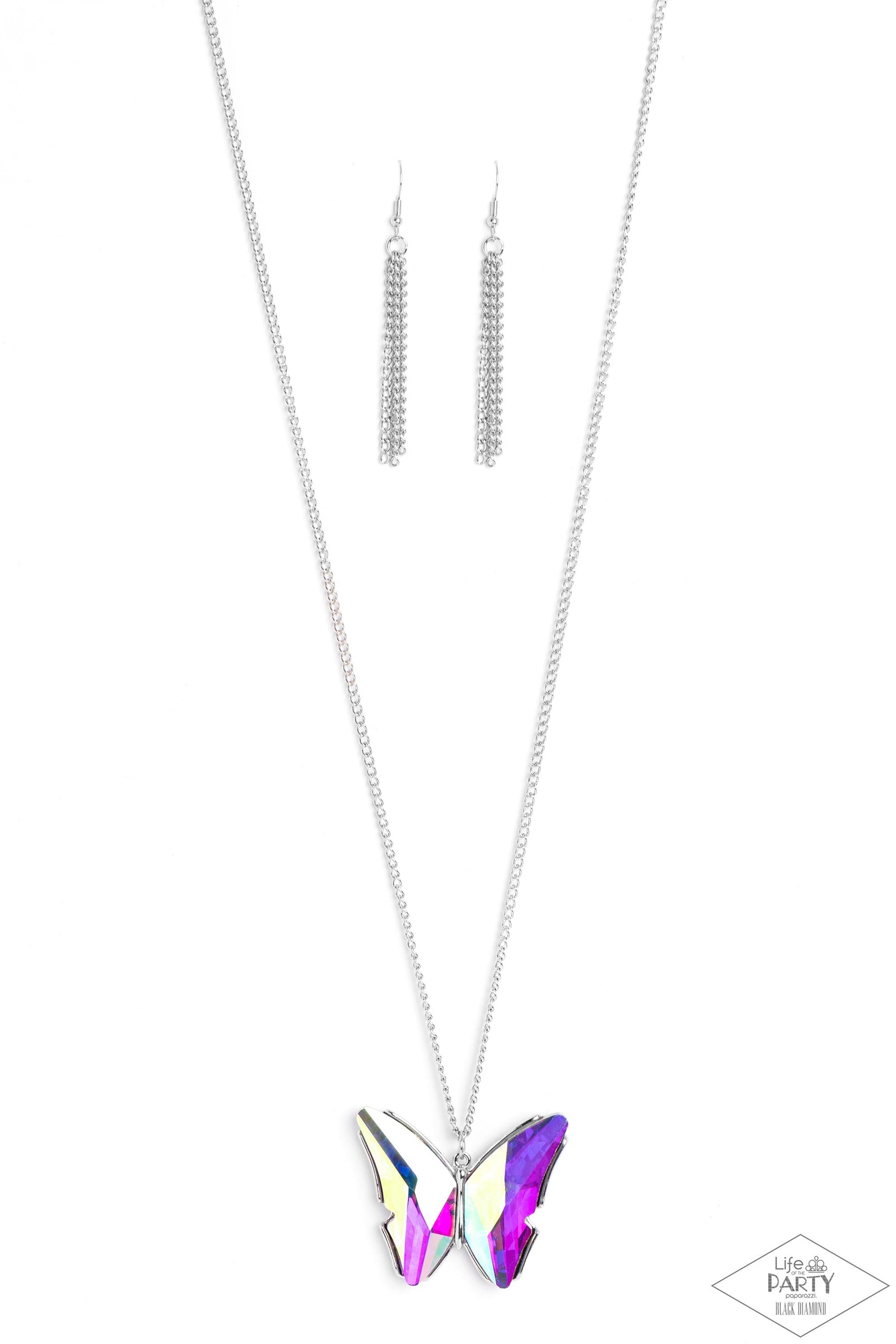 The Social Butterfly Effect Multi Iridescent Necklace - Paparazzi Accessories- lightbox - CarasShop.com - Paparazzi Jewelry by Cara Jewels