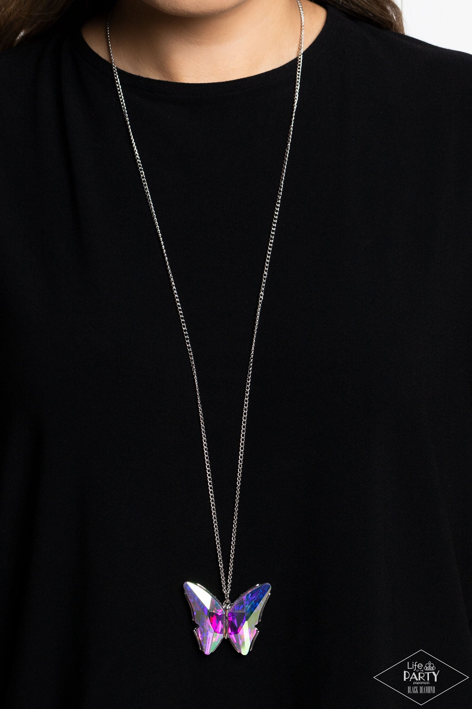 The Social Butterfly Effect Multi Iridescent Necklace - Paparazzi Accessories- lightbox - CarasShop.com - Paparazzi Jewelry by Cara Jewels
