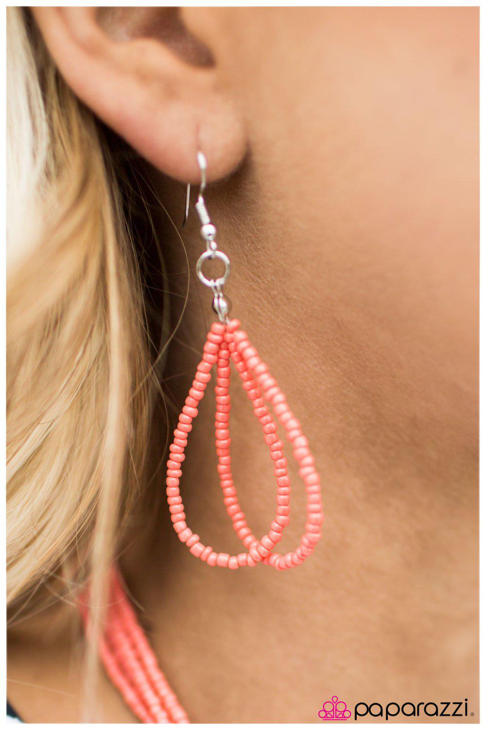 The Texan Coral Seed Bead Necklace - Paparazzi Accessories - free matching earrings -CarasShop.com - Paparazzi Jewelry by Cara Jewels