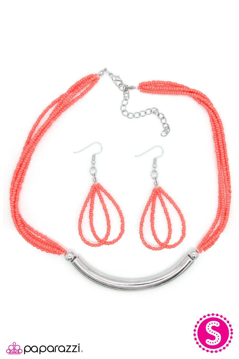 The Texan Coral Seed Bead Necklace - Paparazzi Accessories- on model - CarasShop.com - Paparazzi Jewelry by Cara Jewels