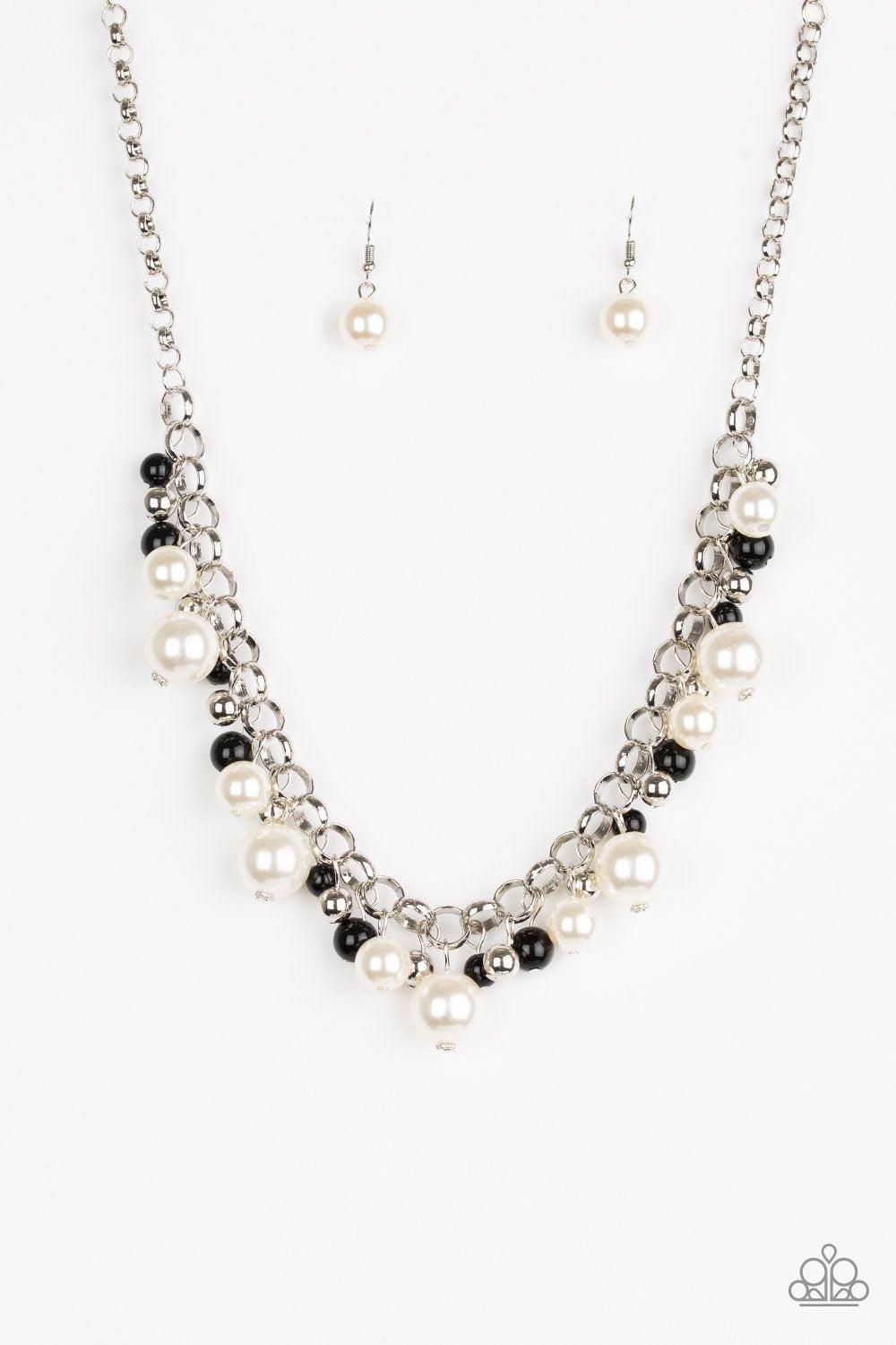 The Upstater Black and White Pearl Necklace - Paparazzi Accessories- lightbox - CarasShop.com - Paparazzi Jewelry by Cara Jewels