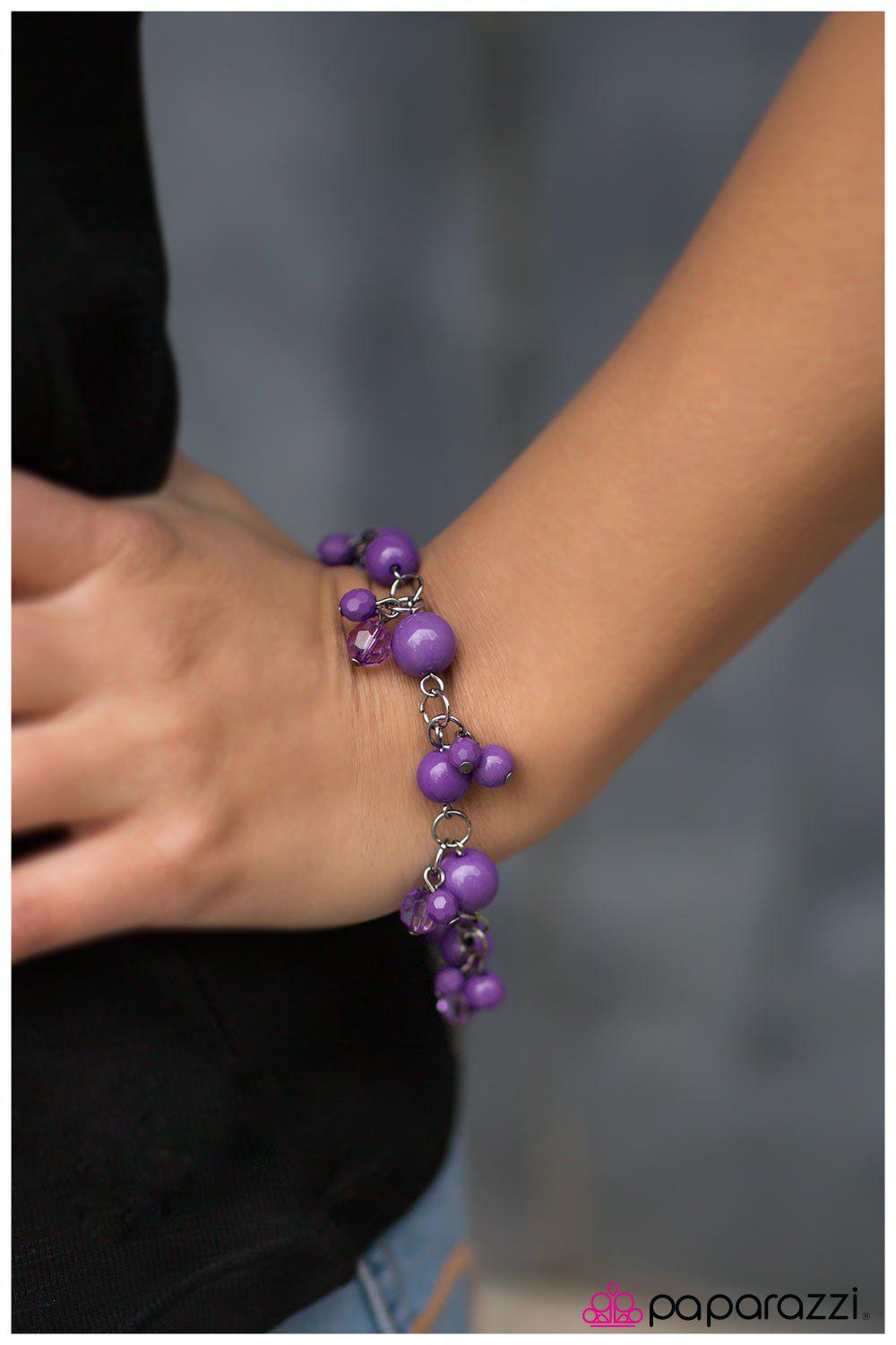 The Wedding Guest Gunmetal and Purple Bead Bracelet - Paparazzi Accessories- lightbox - CarasShop.com - Paparazzi Jewelry by Cara Jewels