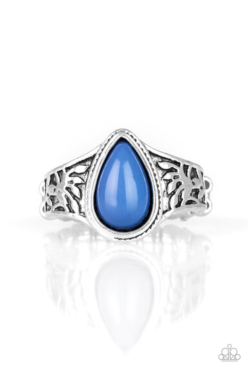 The ZEST of Intentions Silver and Blue Ring - Paparazzi Accessories- lightbox - CarasShop.com - Paparazzi Jewelry by Cara Jewels