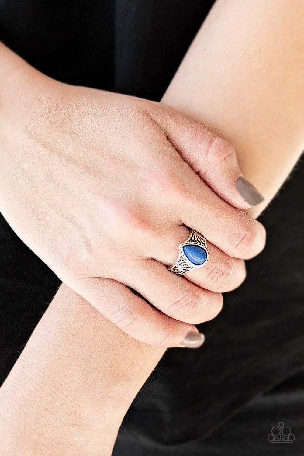 The ZEST of Intentions Silver and Blue Ring - Paparazzi Accessories- lightbox - CarasShop.com - Paparazzi Jewelry by Cara Jewels