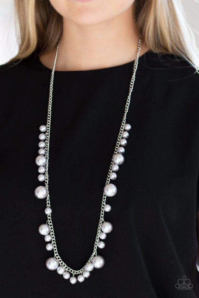 There's Always Room At The Top Silver Necklace - Paparazzi Accessories- on model - CarasShop.com - Paparazzi Jewelry by Cara Jewels