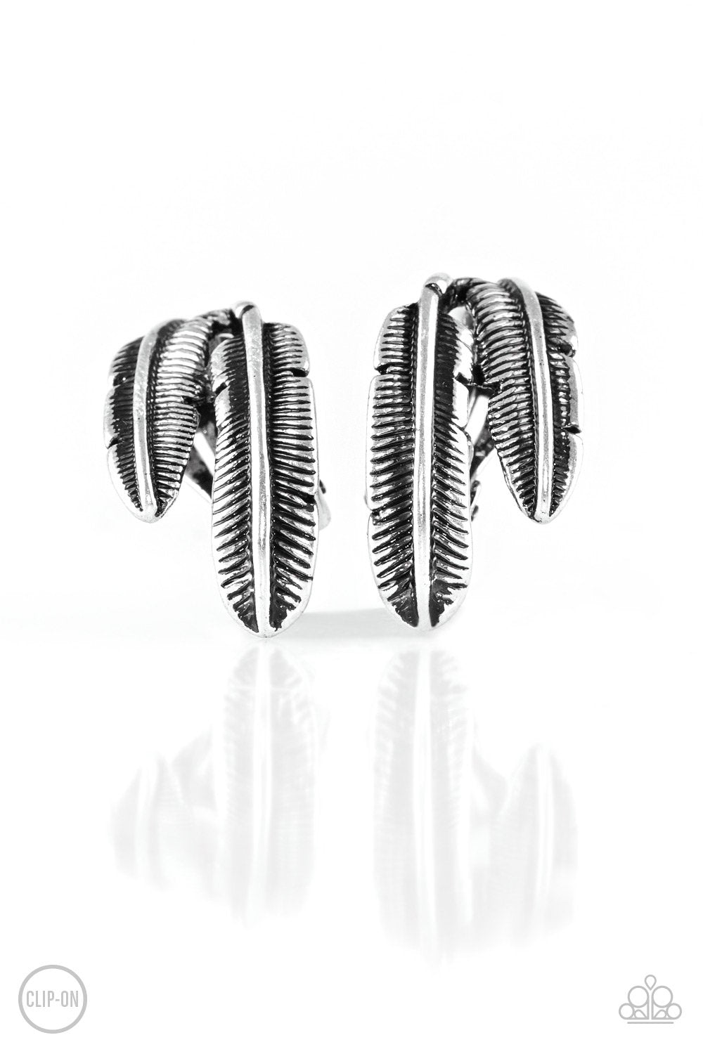Things QUILL Work Out Silver Clip-on Earrings - Paparazzi Accessories- lightbox - CarasShop.com - Paparazzi Jewelry by Cara Jewels