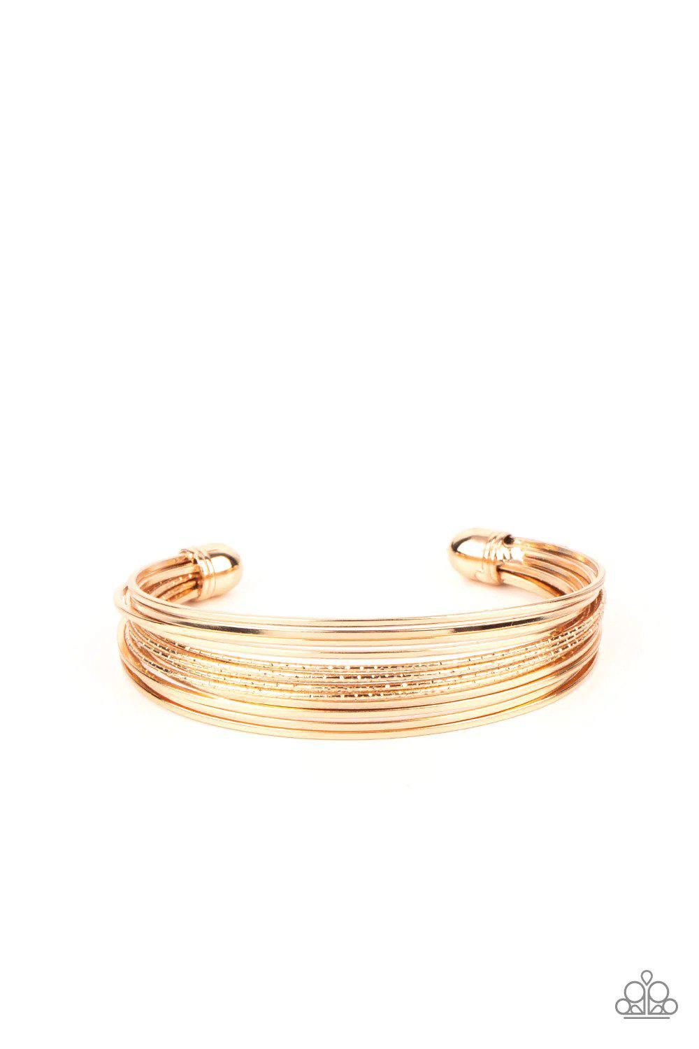 This Girl Is On WIRE Gold Bracelet - Paparazzi Accessories- lightbox - CarasShop.com - Paparazzi Jewelry by Cara Jewels