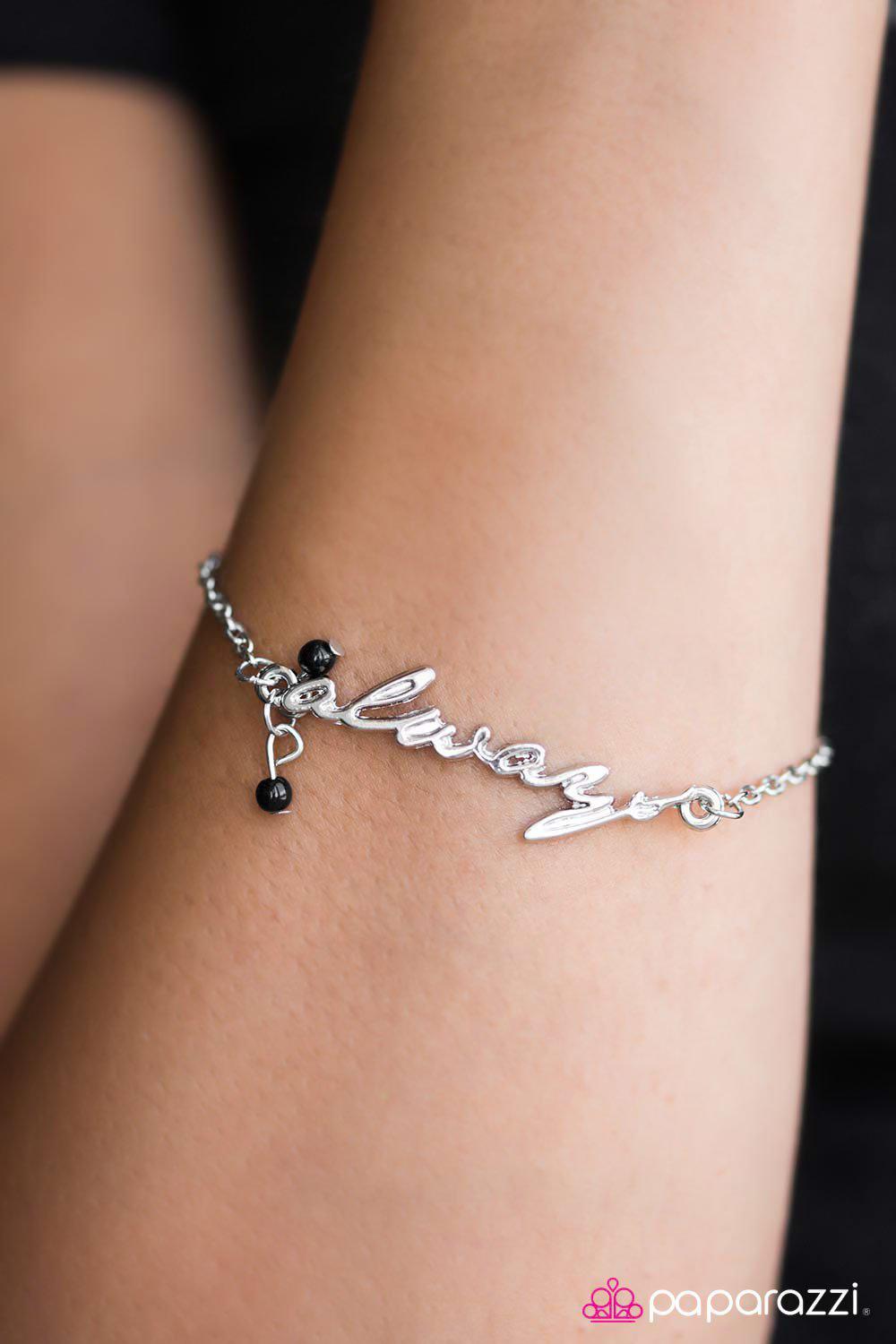 This I Promise You Silver and Black Bracelet - Paparazzi Accessories- lightbox - CarasShop.com - Paparazzi Jewelry by Cara Jewels