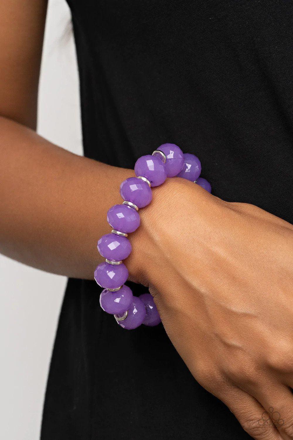 This Is My Jam! Purple Bracelet - Paparazzi Accessories- on model - CarasShop.com - Paparazzi Jewelry by Cara Jewels