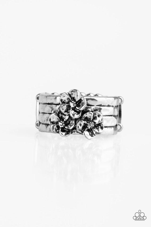This ISLAND Is Your ISLAND Silver Flower Ring - Paparazzi Accessories- lightbox - CarasShop.com - Paparazzi Jewelry by Cara Jewels