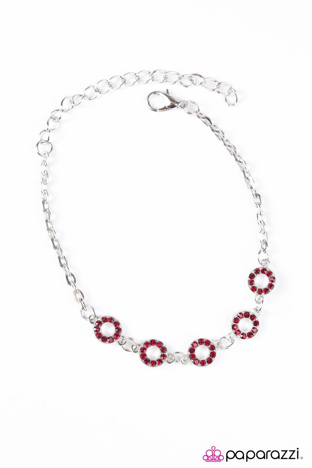 This Time Around Red Gem Bracelet - Paparazzi Accessories- lightbox - CarasShop.com - Paparazzi Jewelry by Cara Jewels