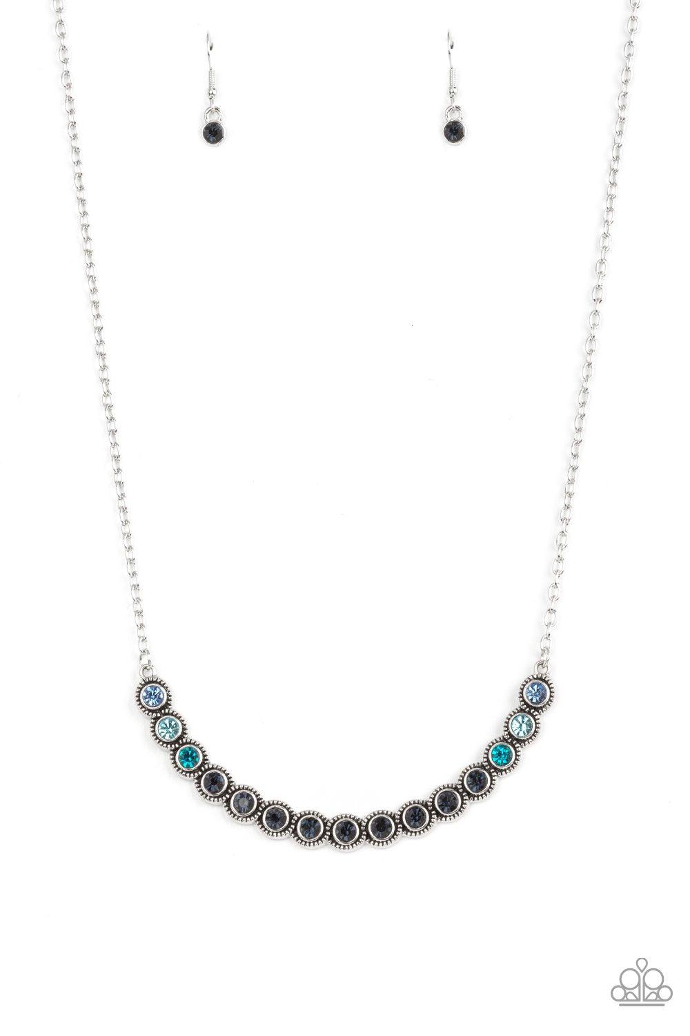 Throwing SHADES Blue Rhinestone Necklace - Paparazzi Accessories- lightbox - CarasShop.com - Paparazzi Jewelry by Cara Jewels