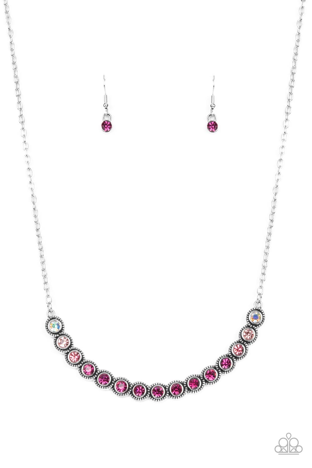 Throwing SHADES Pink Rhinestone Necklace - Paparazzi Accessories- lightbox - CarasShop.com - Paparazzi Jewelry by Cara Jewels