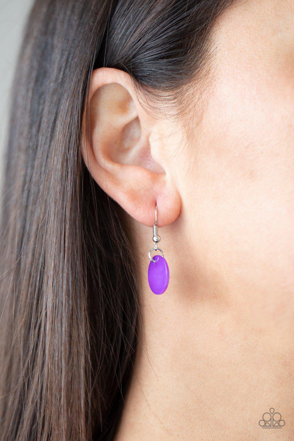 Tidal Tassels Purple and Gray Shell-like Tassel Necklace - Paparazzi Accessories - free matching earrings -CarasShop.com - Paparazzi Jewelry by Cara Jewels