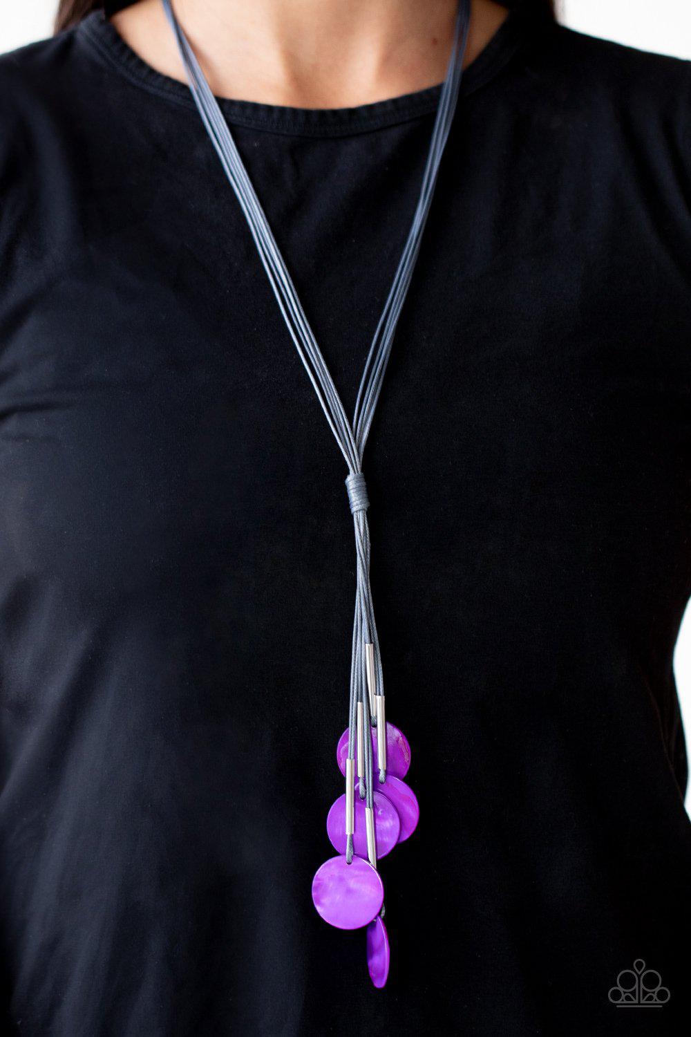 Tidal Tassels Purple and Gray Shell-like Tassel Necklace - Paparazzi Accessories- lightbox - CarasShop.com - Paparazzi Jewelry by Cara Jewels