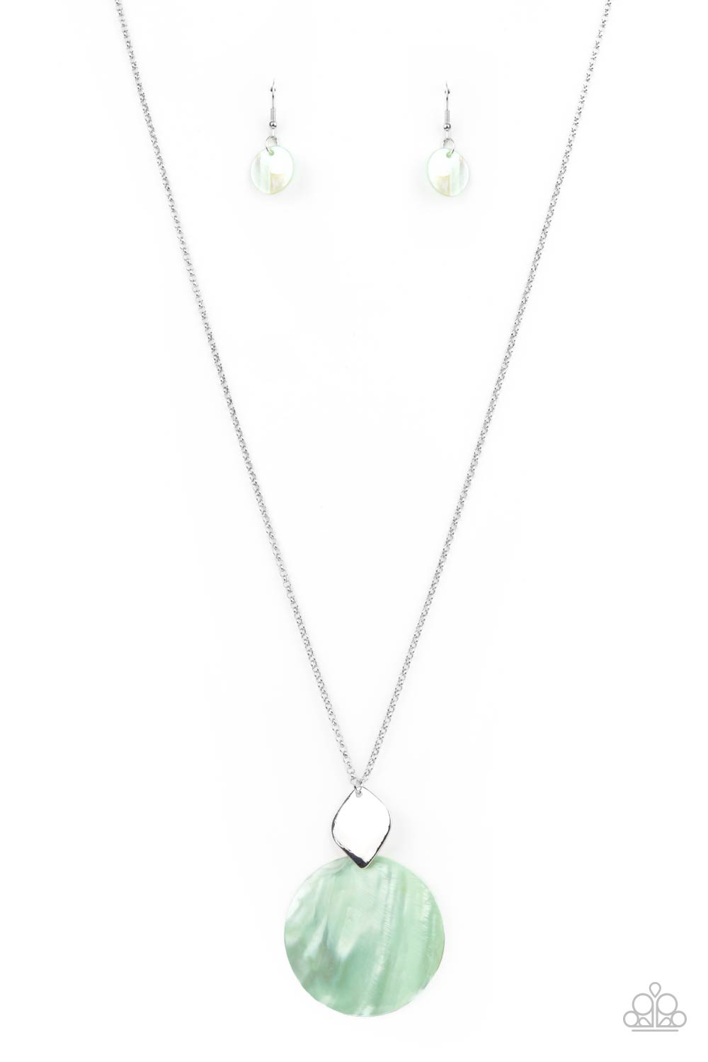 Tidal Tease Green Shell-like Necklace - Paparazzi Accessories- lightbox - CarasShop.com - Paparazzi Jewelry by Cara Jewels