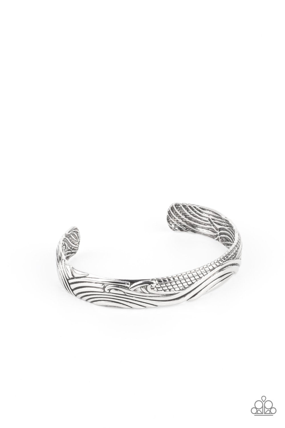 Tidal Trek Men's Silver Cuff Bracelet - Paparazzi Accessories- lightbox - CarasShop.com - Paparazzi Jewelry by Cara Jewels