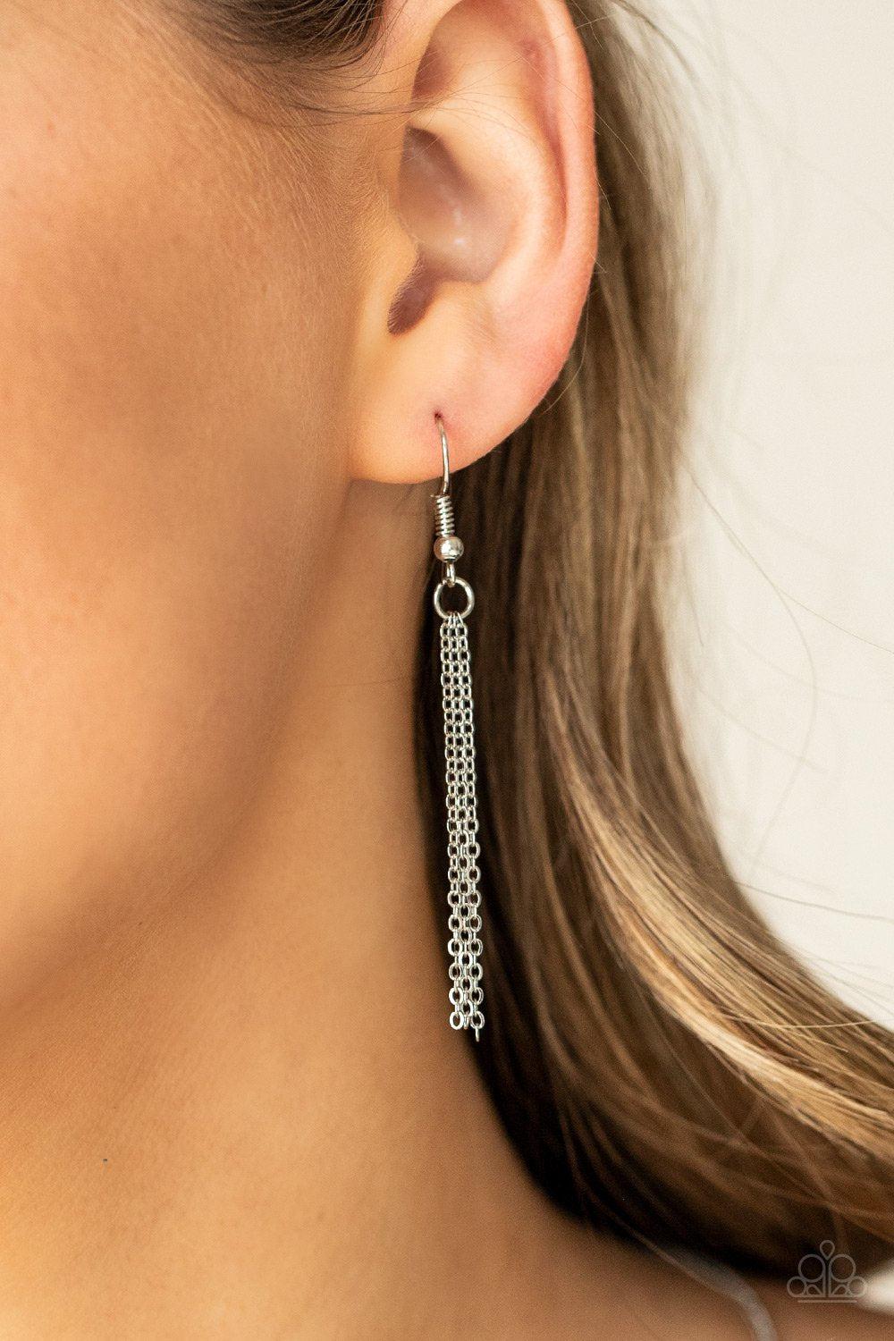 TIDE You Over White Shell-like Tassel Necklace - Paparazzi Accessories - free matching earrings -CarasShop.com - Paparazzi Jewelry by Cara Jewels