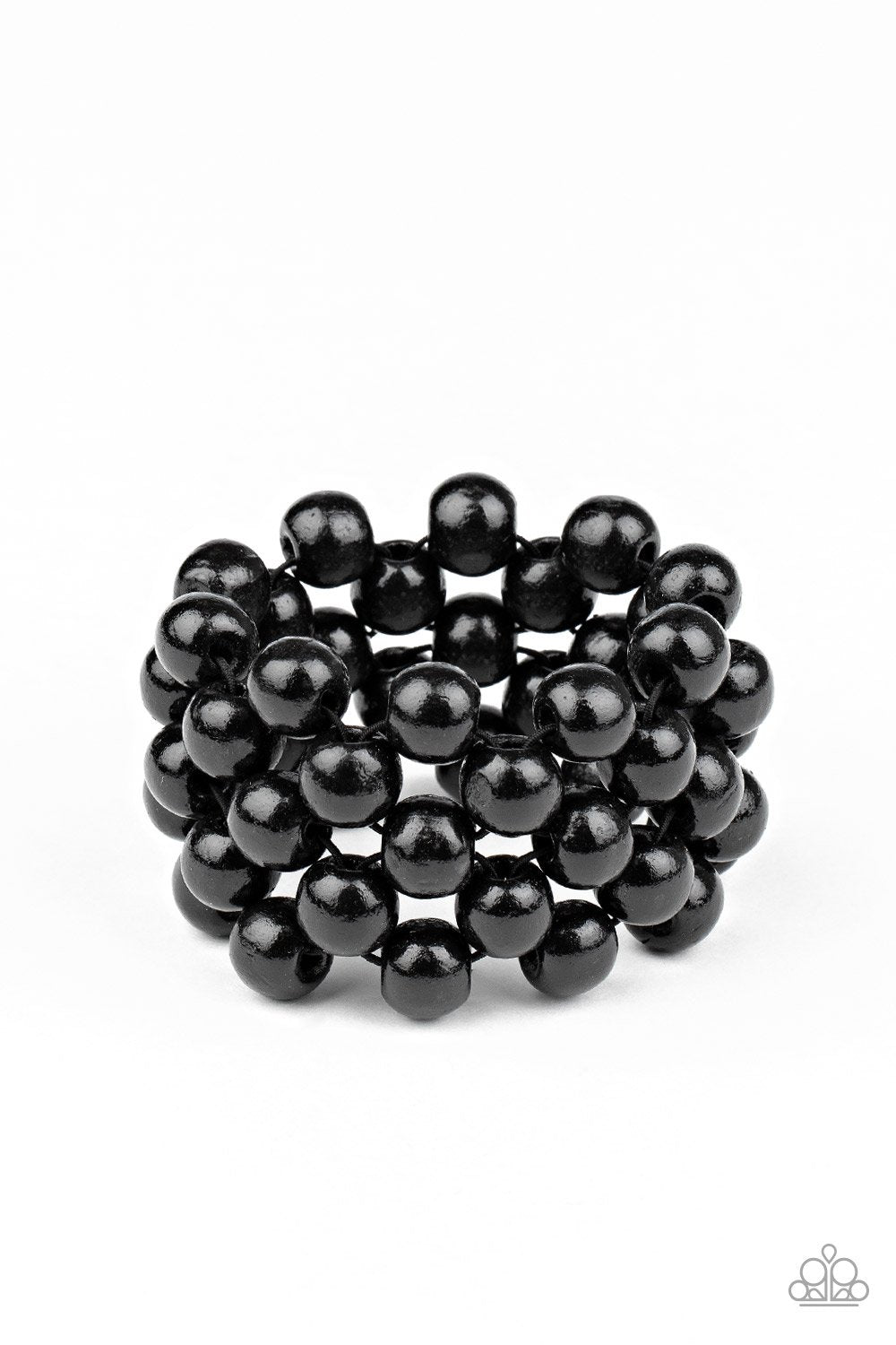 Tiki Tropicana Black Wood Bracelet - Paparazzi Accessories- on model - CarasShop.com - Paparazzi Jewelry by Cara Jewels
