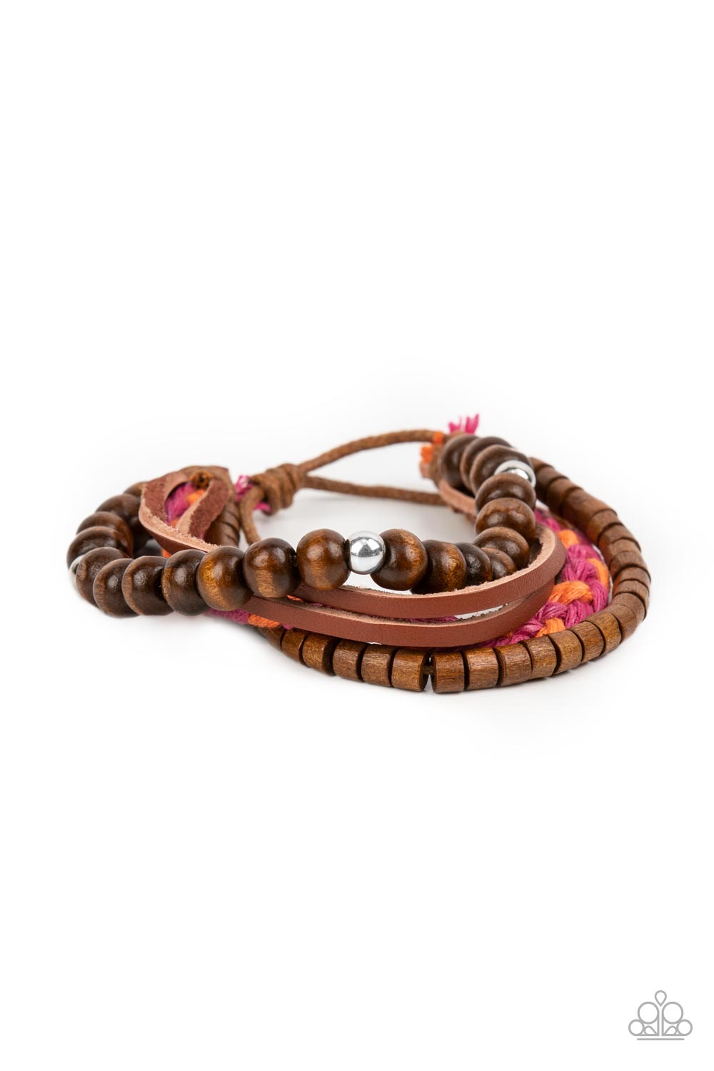 Timberland Trendsetter Pink and Brown Urban Bracelet - Paparazzi Accessories- lightbox - CarasShop.com - Paparazzi Jewelry by Cara Jewels