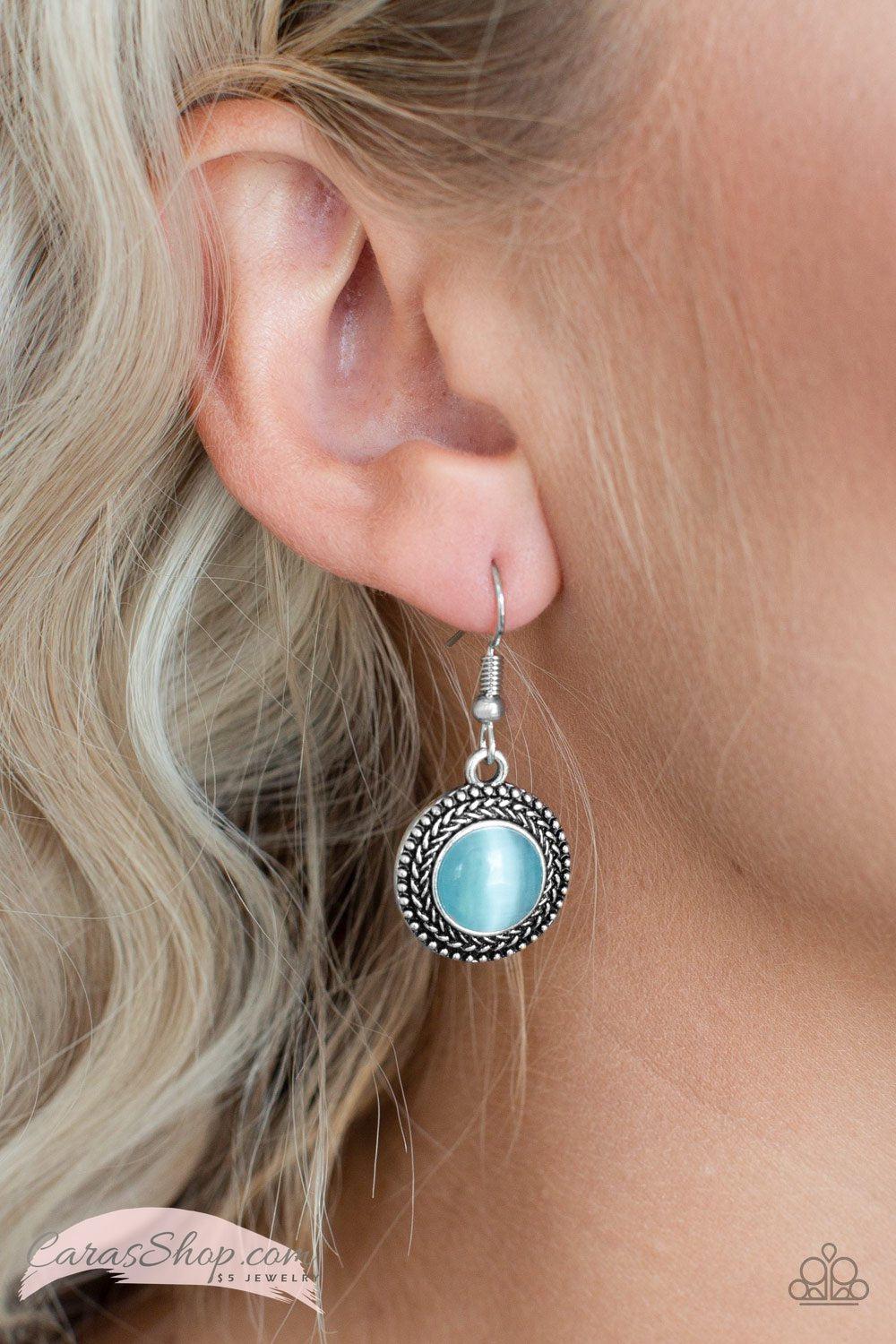 Time to GLOW Up! - Blue Moonstone Earrings - Paparazzi Accessories- lightbox - CarasShop.com - Paparazzi Jewelry by Cara Jewels