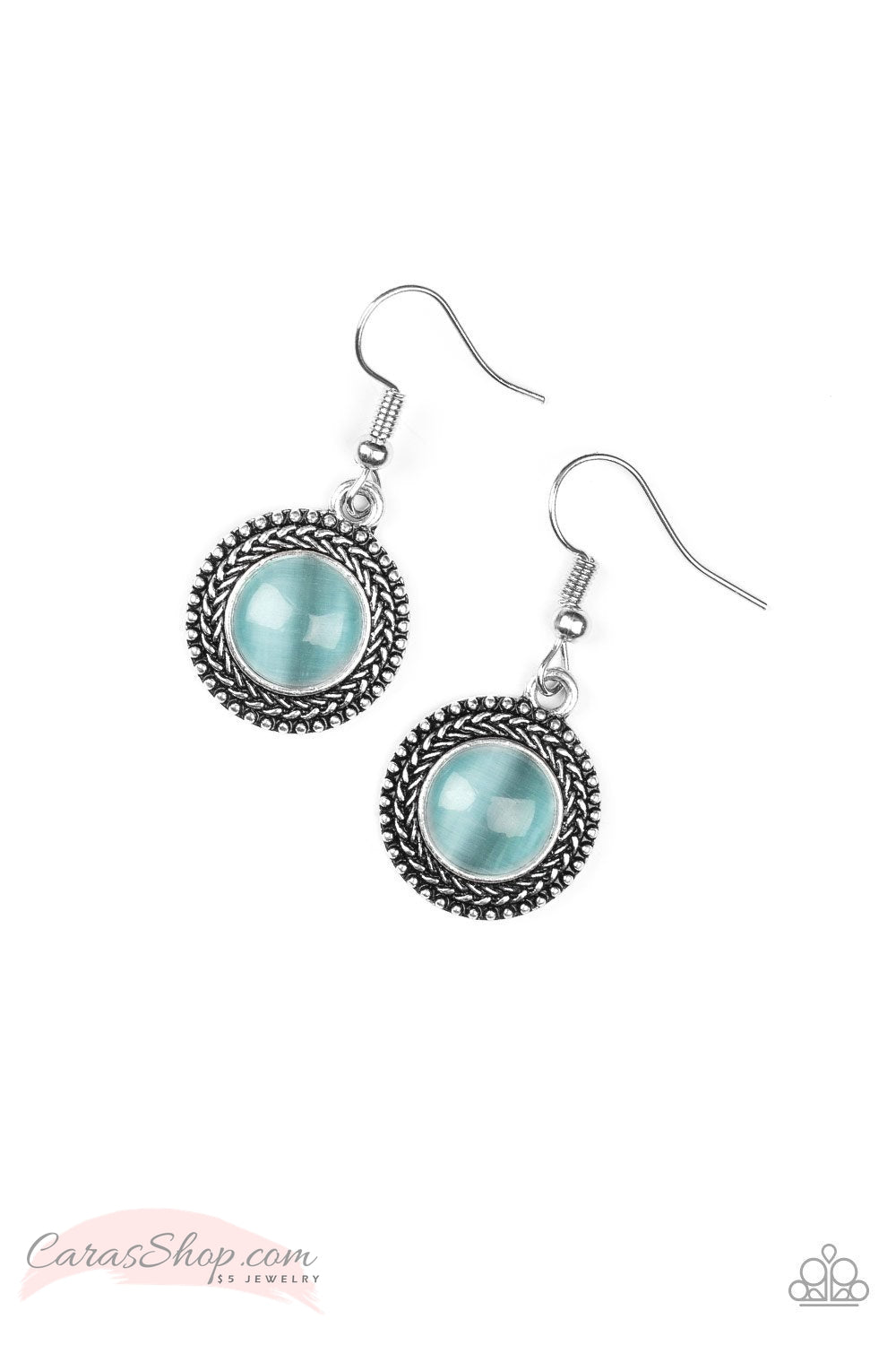 Time to GLOW Up! - Blue Moonstone Earrings - Paparazzi Accessories- on model - CarasShop.com - Paparazzi Jewelry by Cara Jewels