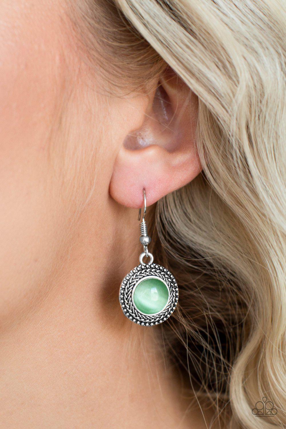 Paparazzi Time To Glow Up Green Earrings CarasShop