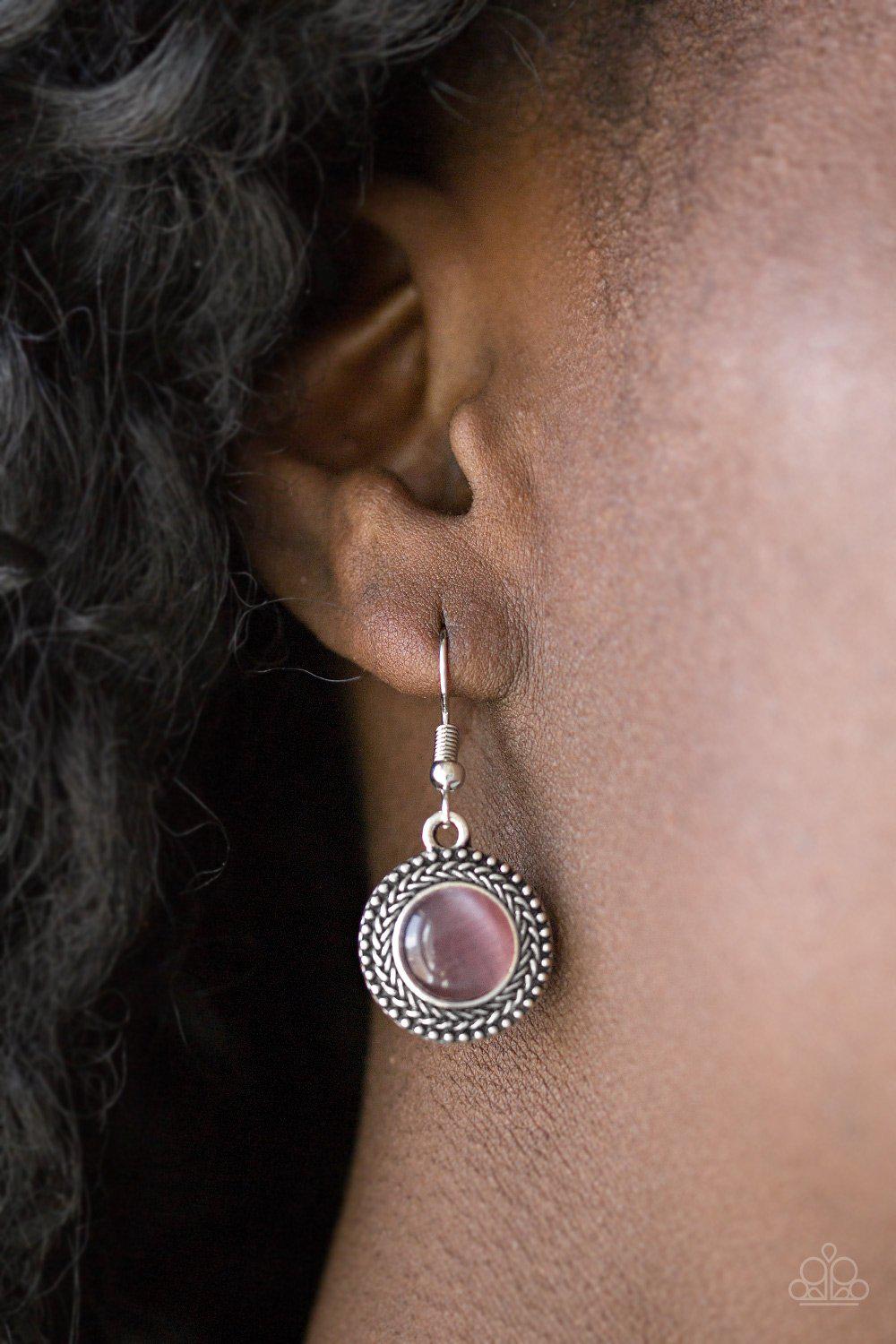 Time To Glow Up! Purple Moonstone Earrings - Paparazzi Accessories- lightbox - CarasShop.com - Paparazzi Jewelry by Cara Jewels