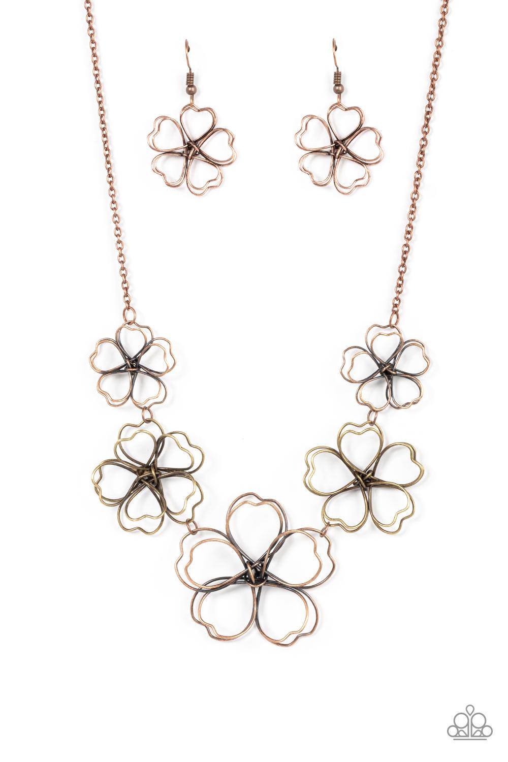 Time to GROW Copper Wire Flower Necklace- lightbox - CarasShop.com - Paparazzi Jewelry by Cara Jewels
