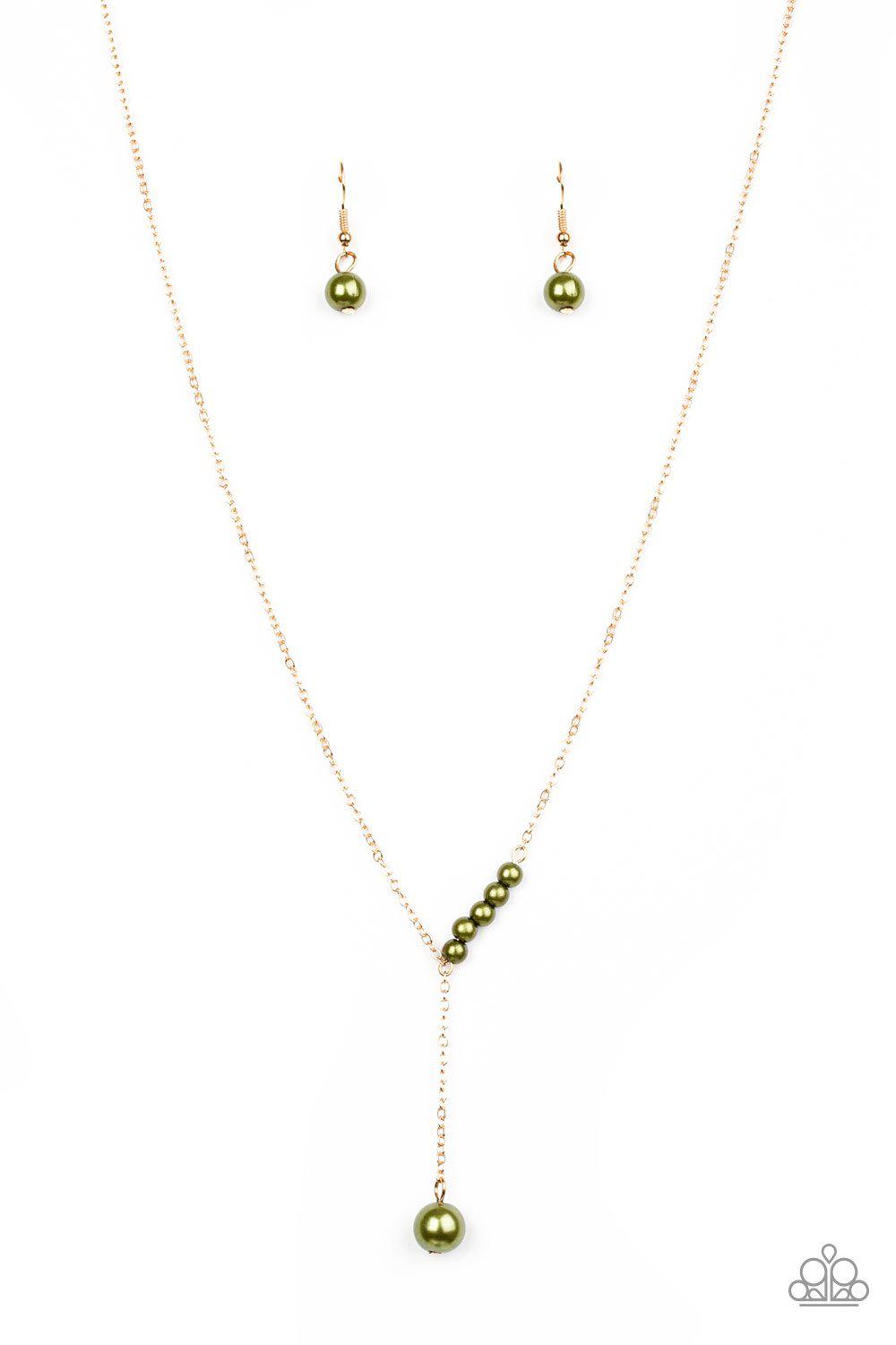 Timeless Taste Green and Gold Necklace - Paparazzi Accessories- lightbox - CarasShop.com - Paparazzi Jewelry by Cara Jewels