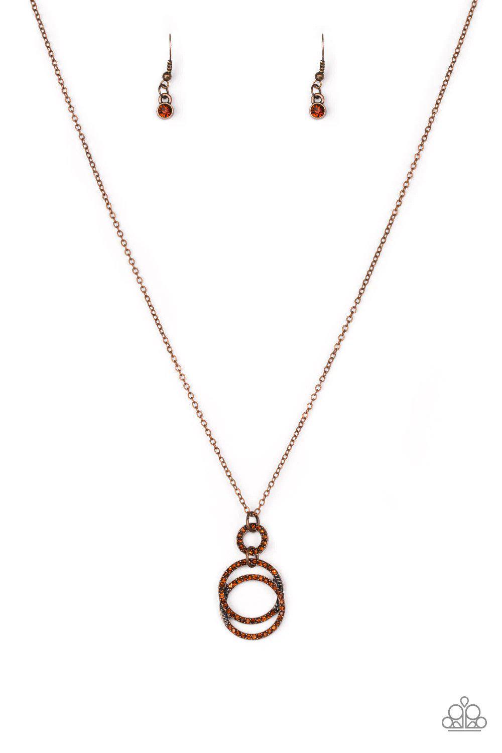 Timeless Trio Copper Necklace - Paparazzi Accessories- lightbox - CarasShop.com - Paparazzi Jewelry by Cara Jewels