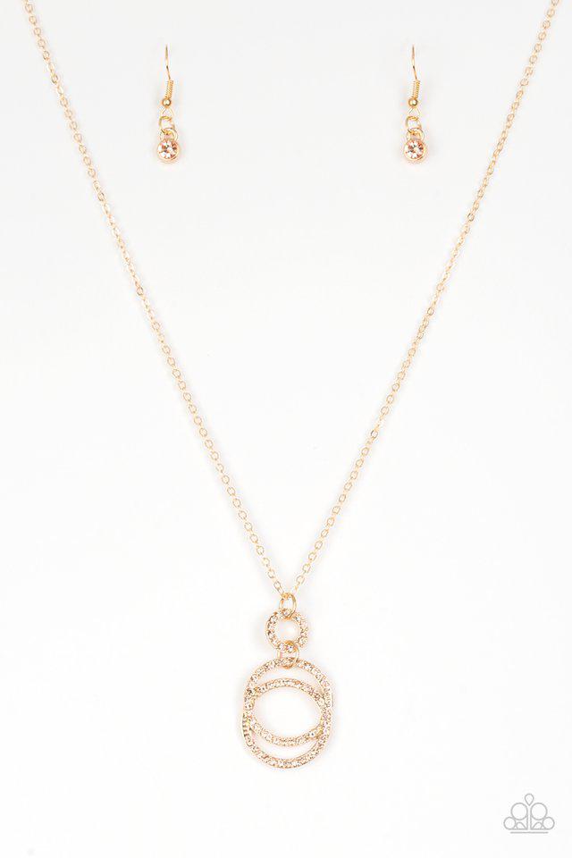Timeless Trio Gold Necklace - Paparazzi Accessories- lightbox - CarasShop.com - Paparazzi Jewelry by Cara Jewels